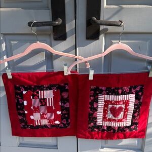 Patchwork Valentine Heart ♥️ Quilted Set of 2 Accent Pillow Covers♥️❤️